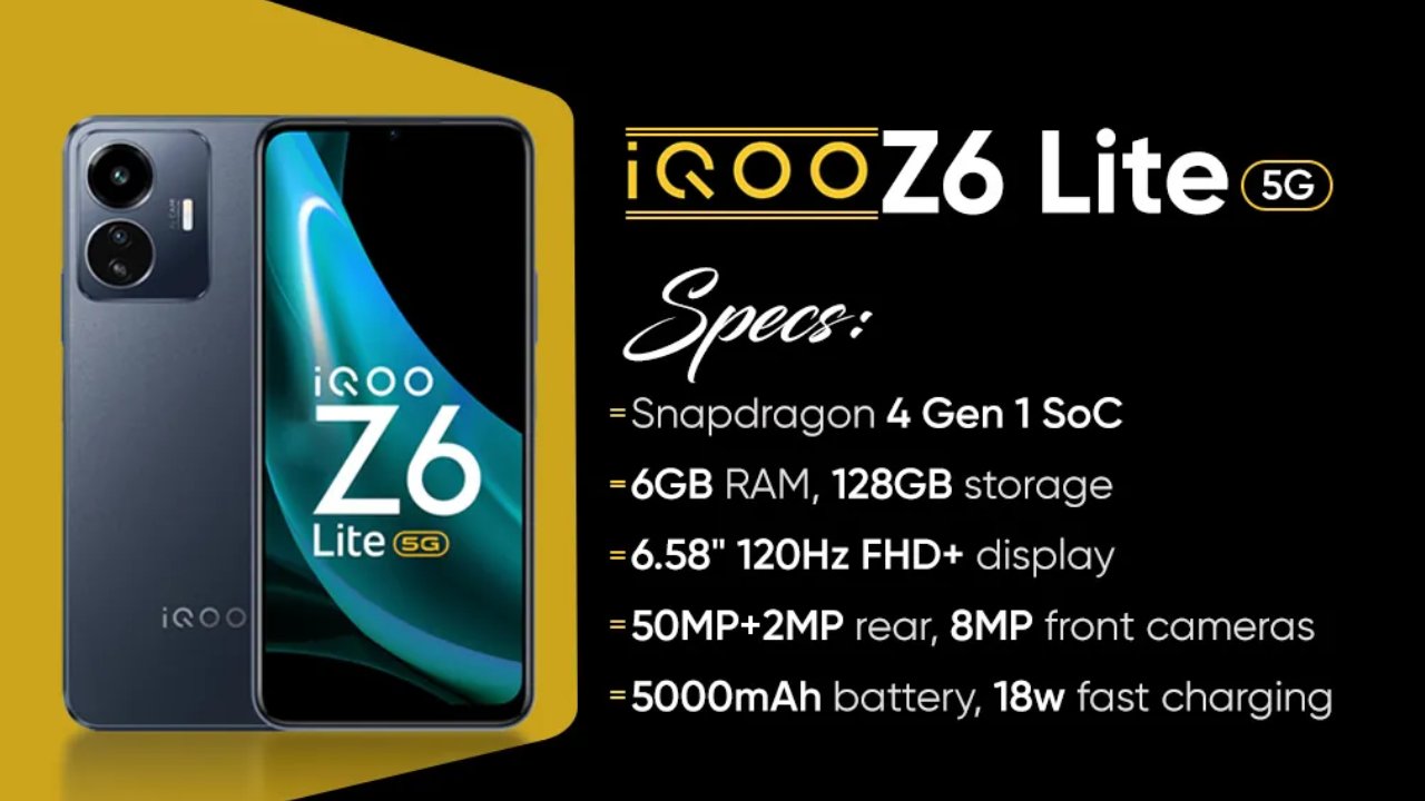 iQOO Z6 Lite launched in India : A 5G phone priced under Rs 15,000