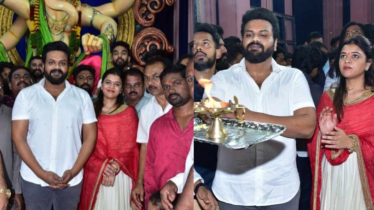 Manchu Manoj : భూమా మౌనికతో కలిసి గణేష్ మండపం వద్ద మంచు మనోజ్ పూజలు
