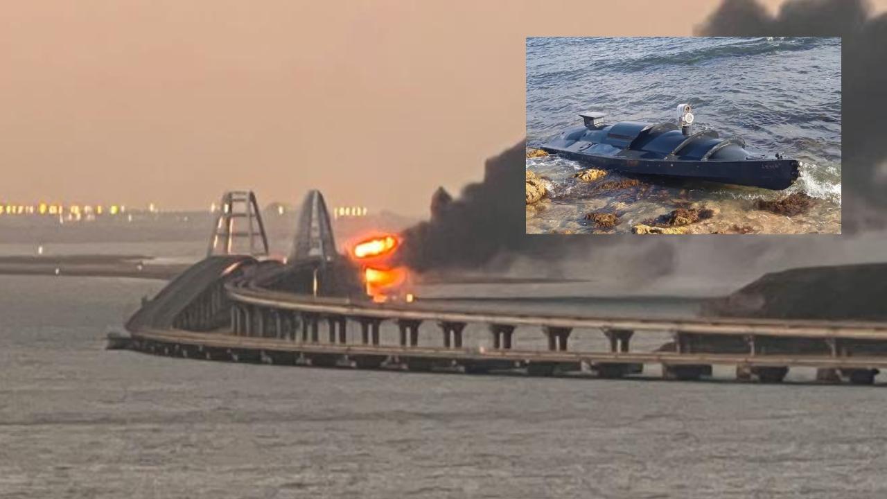 Russia-ukraine war Crimea Bridge : క్రిమియా బ్రిడ్జ్ని డ్రోన్తో పేల్చేశారా? .. బ్రిడ్జ్ కింద కనిపించిన మానవరహిత బోట్పై పలు అనుమానాలు Russia-ukraine war Crimea Bridge : క్రిమియా బ్రిడ్జ్ని డ్రోన్తో పేల్చేశారా? .. బ్రిడ్జ్ కింద కనిపించిన మానవరహిత బోట్పై పలు అనుమానాలు