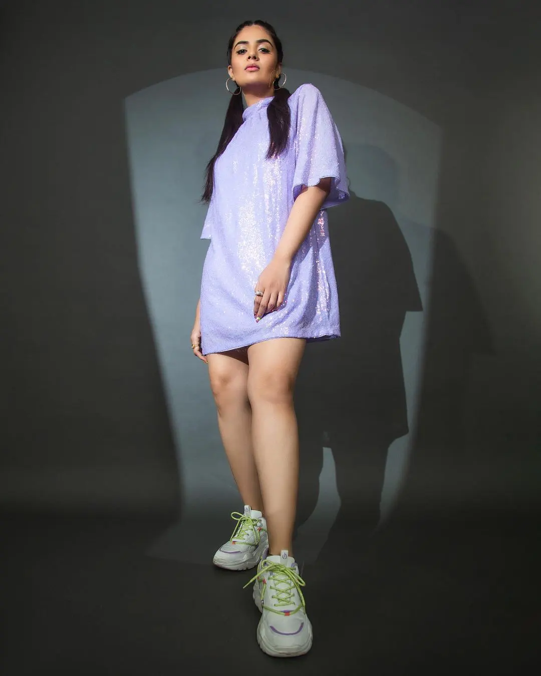 Sreemukhi Photoshoot only with Long T Shirt