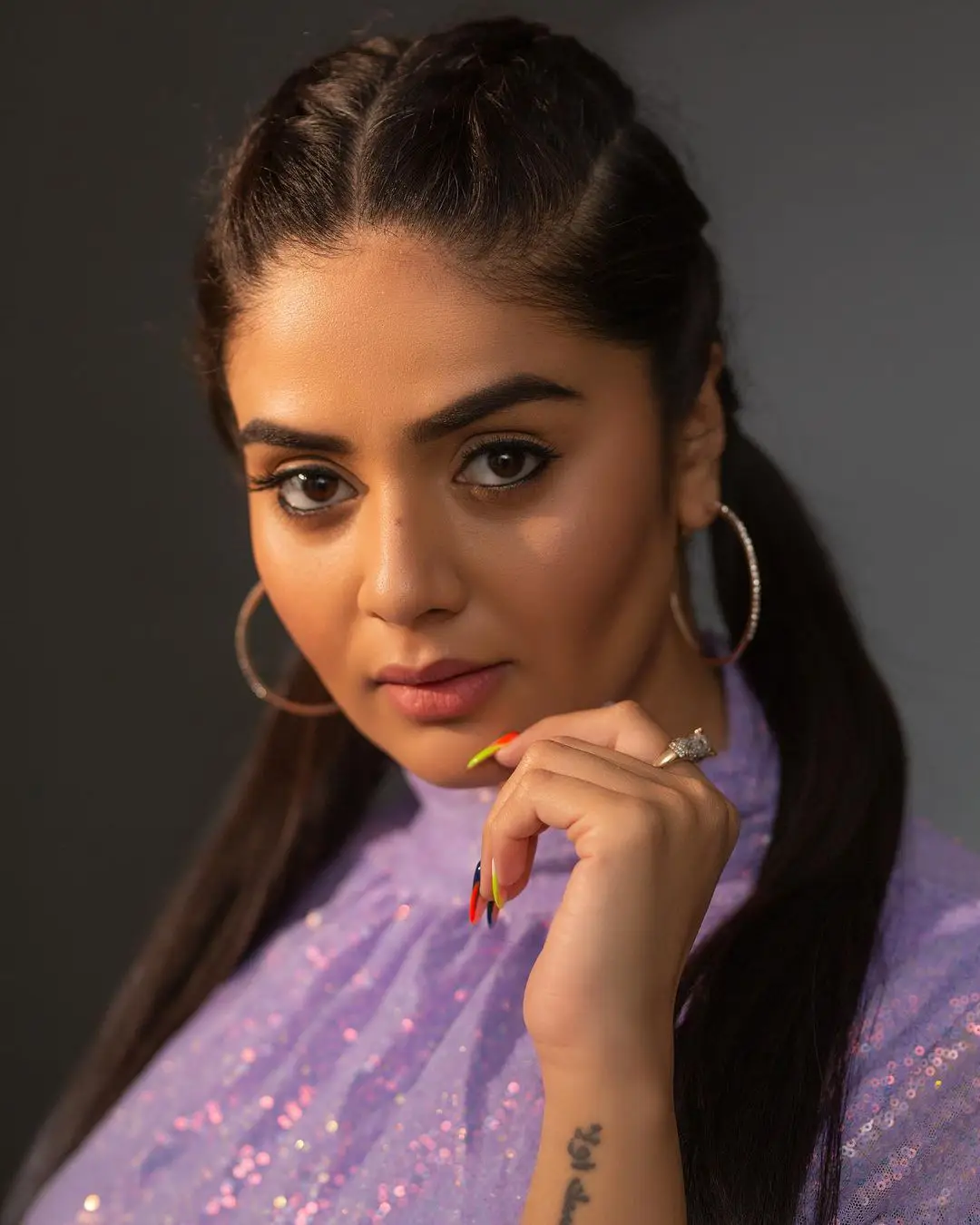 Sreemukhi Photoshoot only with Long T Shirt