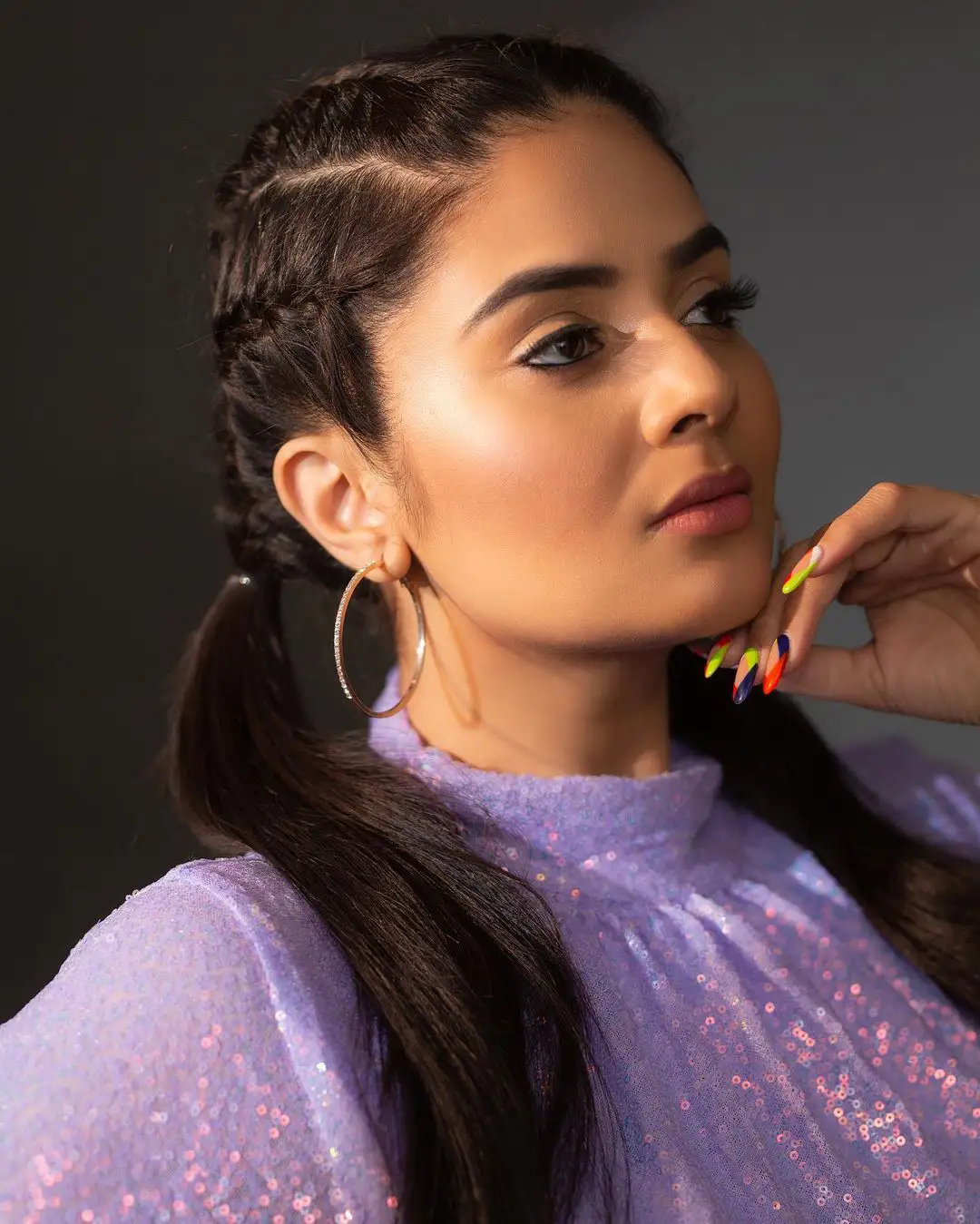 Sreemukhi Photoshoot only with Long T Shirt
