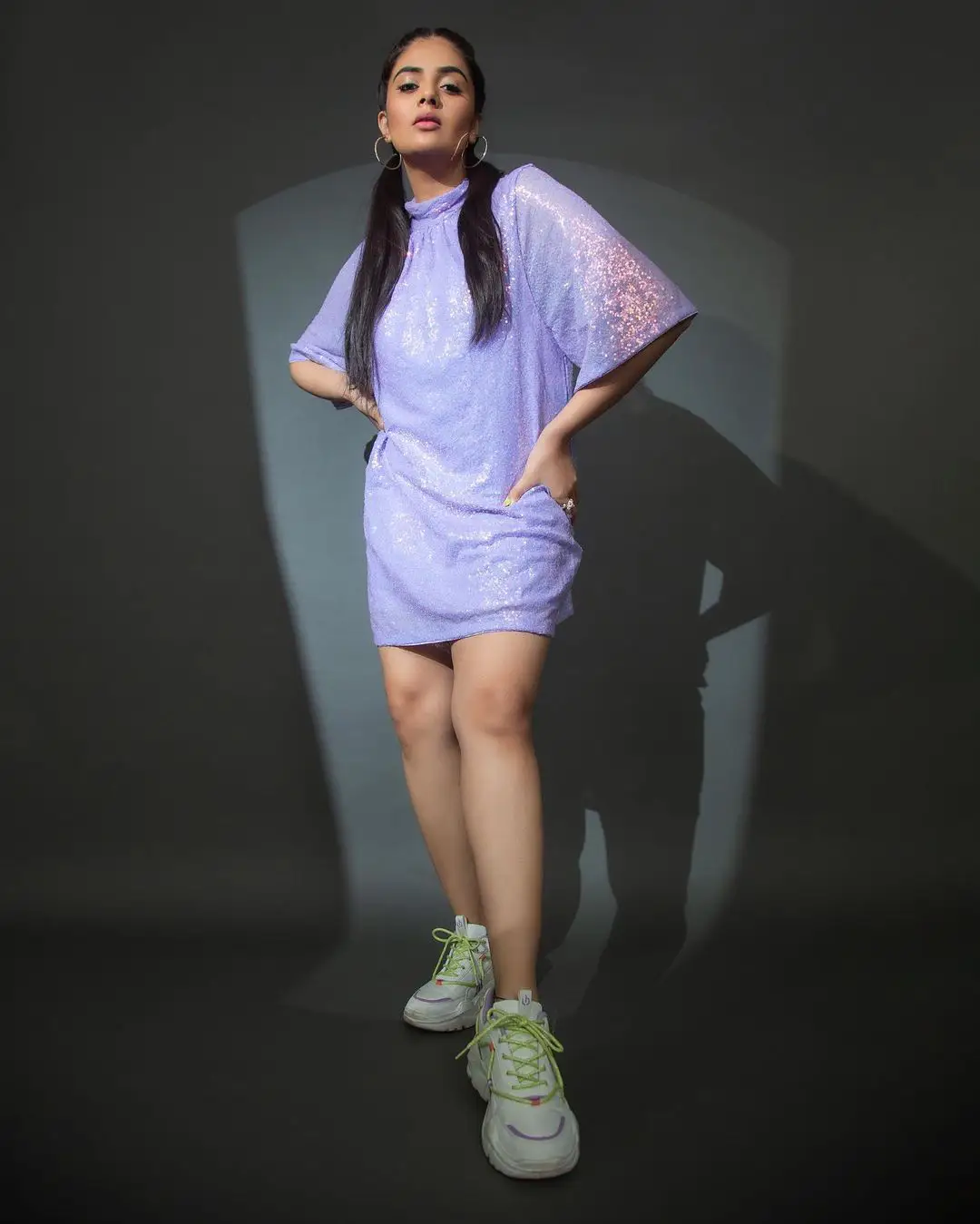 Sreemukhi Photoshoot only with Long T Shirt