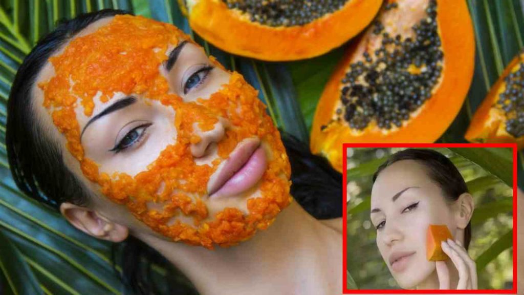 A papaya face fake that tightens the skin and fades away the signs of aging and brightens the face!