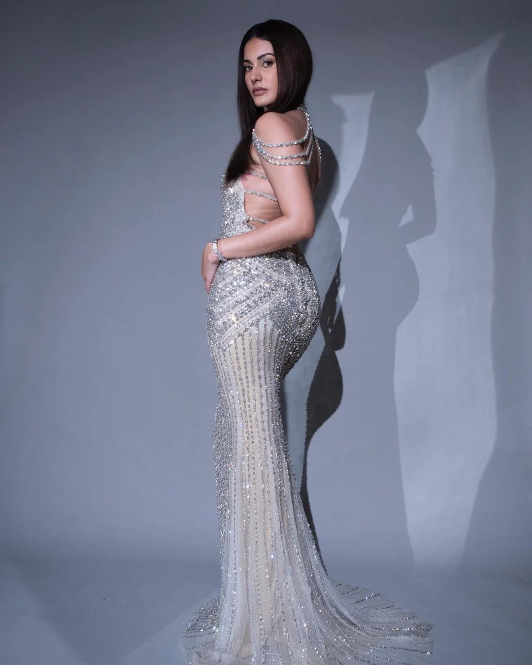 Amyra Dastur shimmering in a silver dress