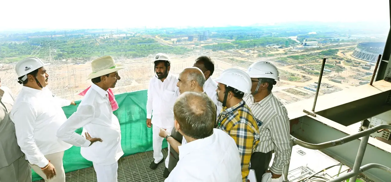 CM KCR inspecting construction works of Yadadri Thermal Plant