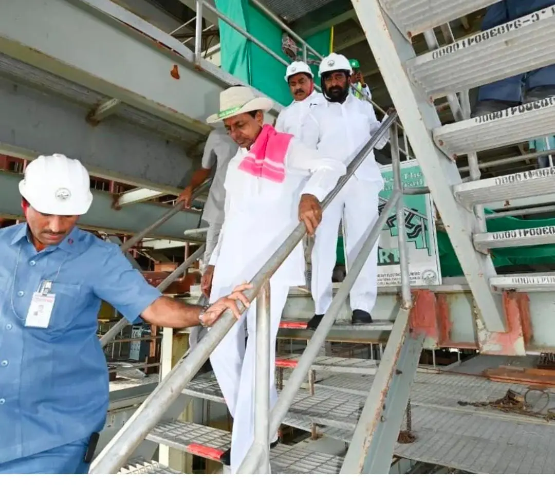 CM KCR inspecting construction works of Yadadri Thermal Plant