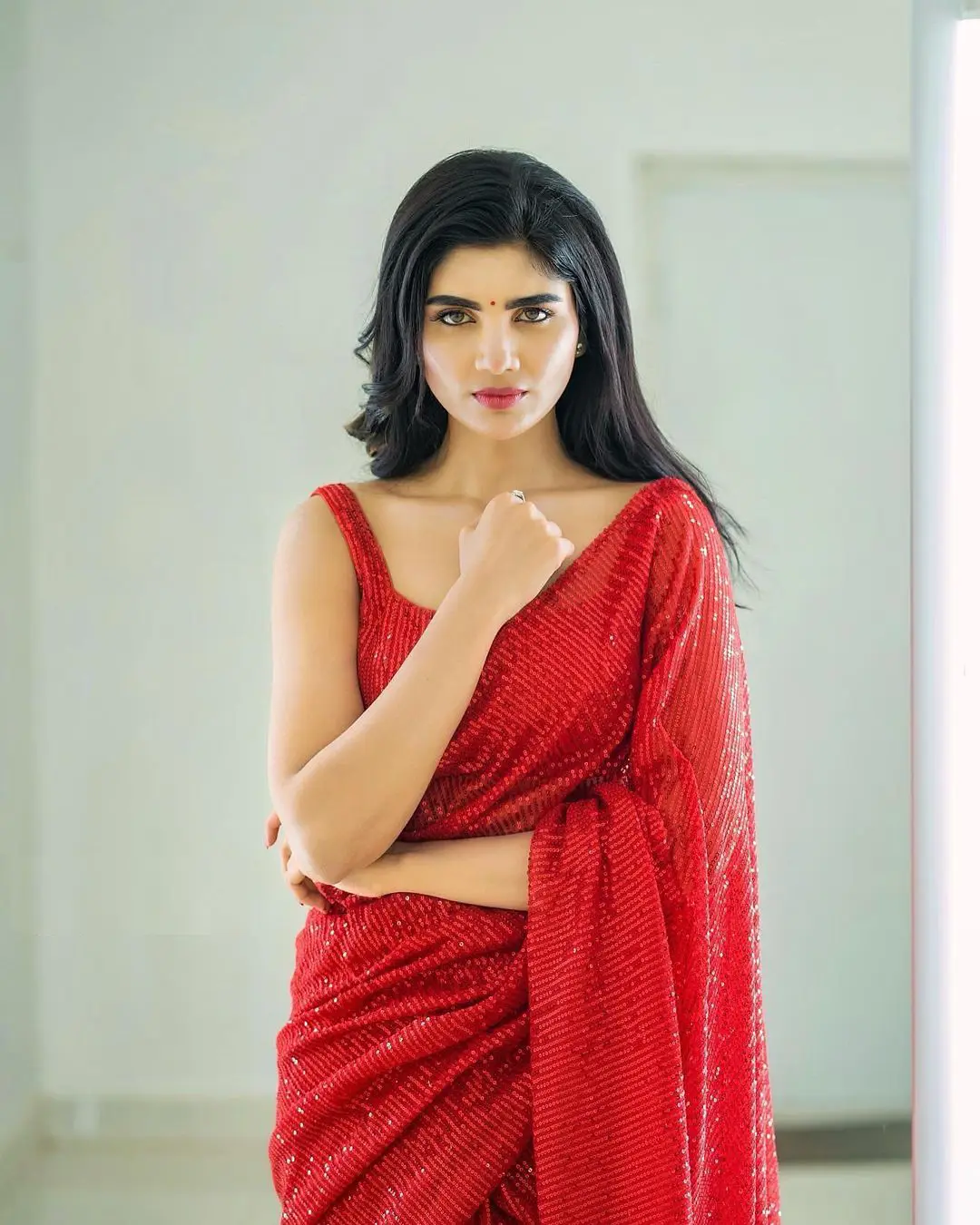 Jabardasth Varsha saree pics
