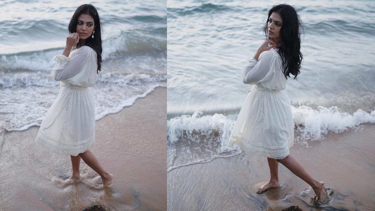 Malavika Mohanan Enjoying At Beach Waves