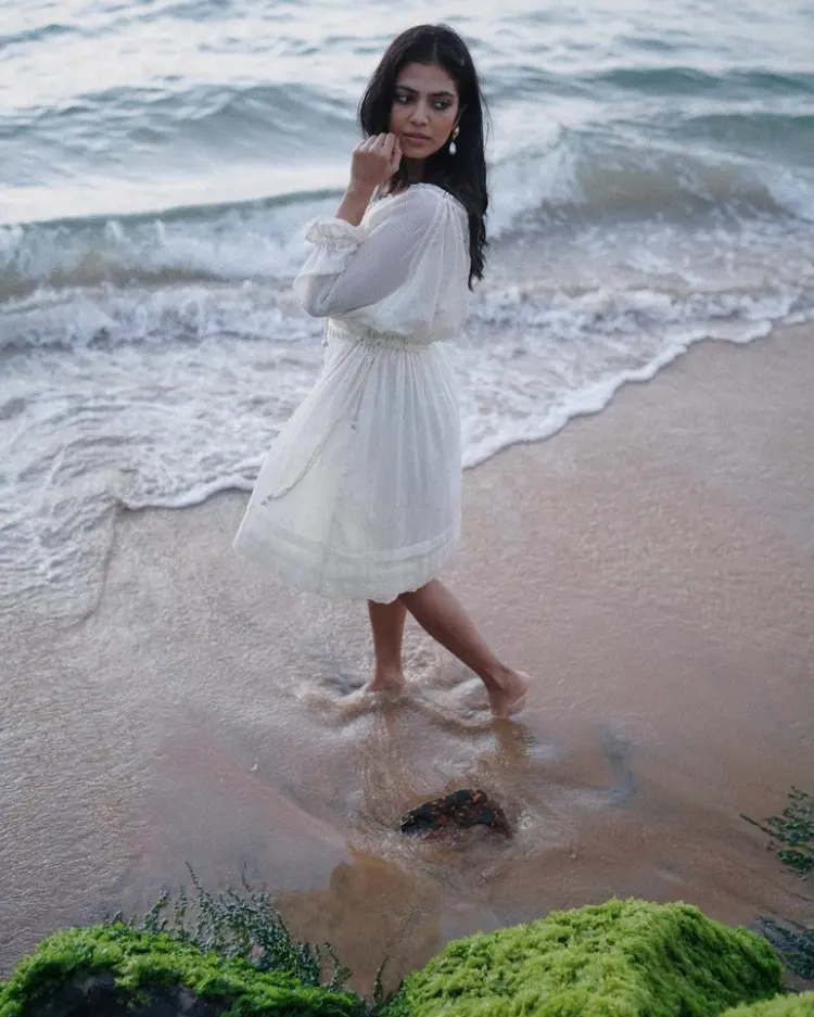 Malavika Mohanan Enjoying At Beach Waves