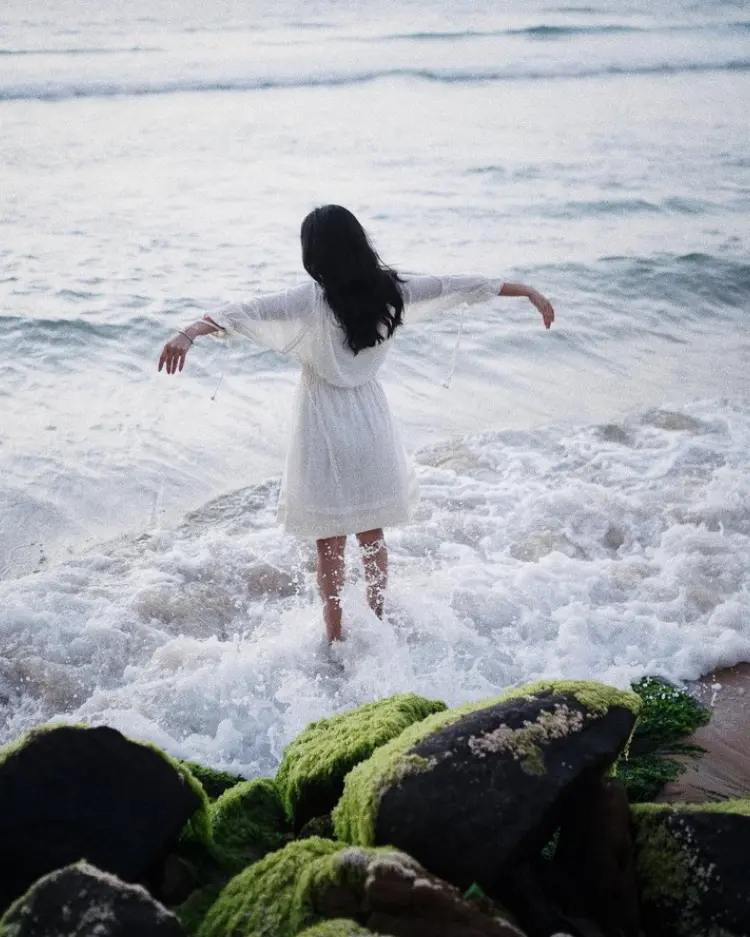 Malavika Mohanan Enjoying At Beach Waves