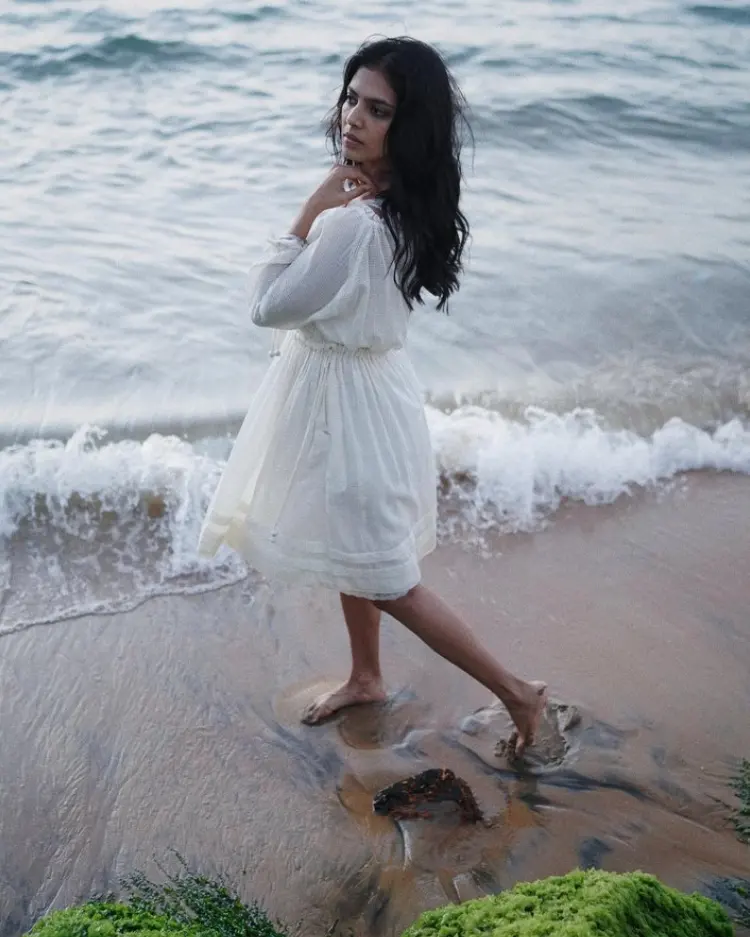 Malavika Mohanan Enjoying At Beach Waves