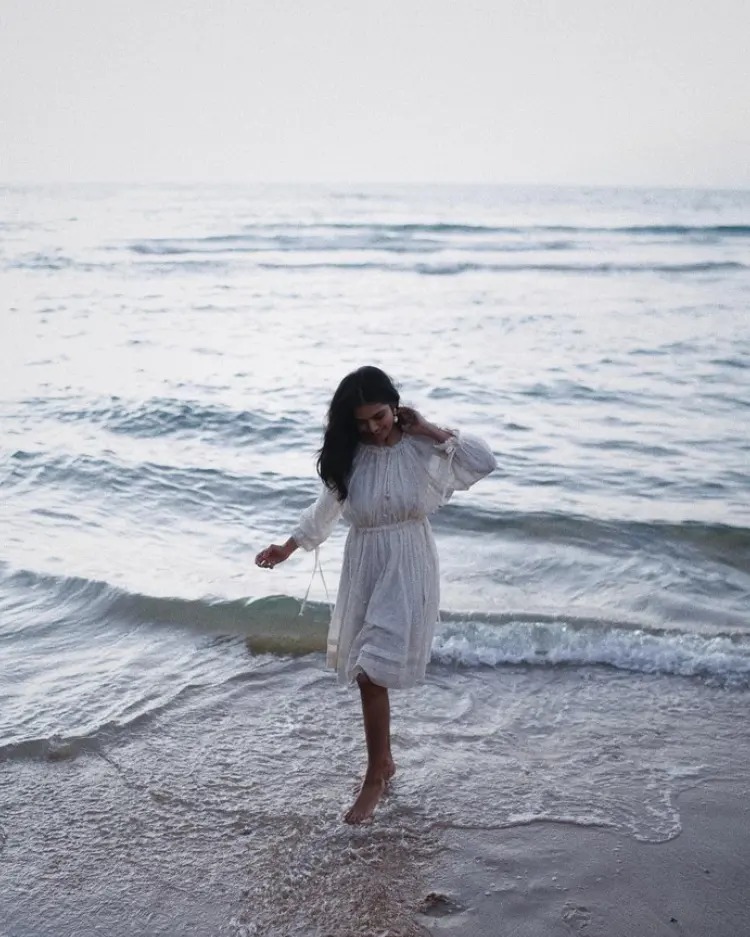 Malavika Mohanan Enjoying At Beach Waves