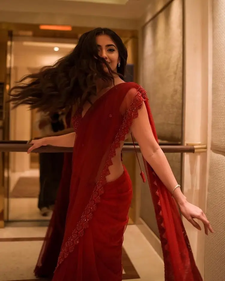 Malvika Sharma Sizzles In Red Saree
