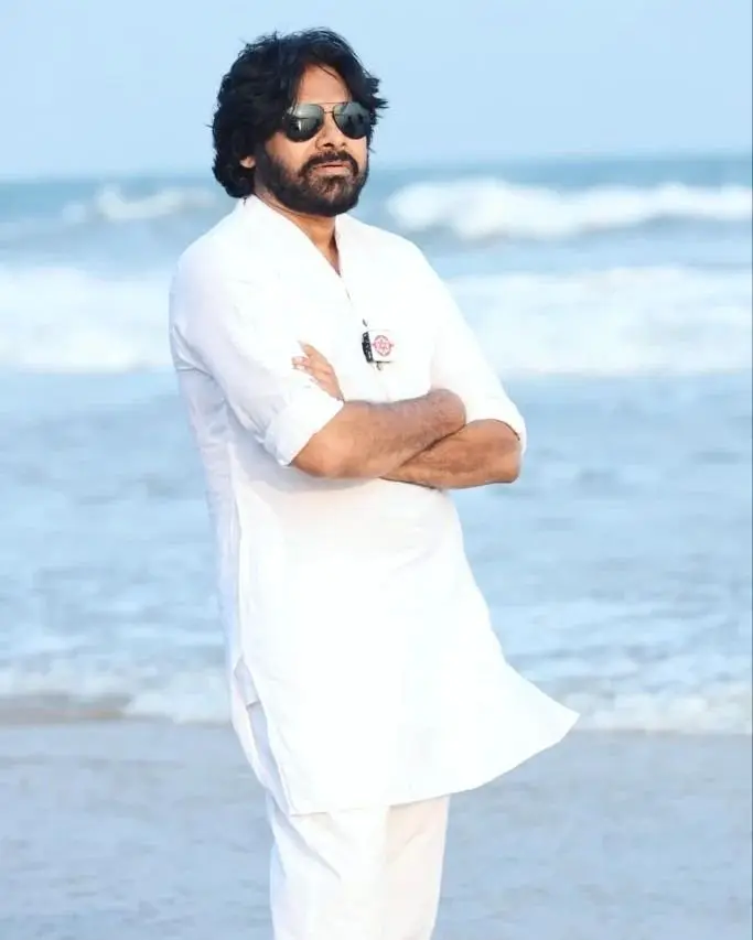Pawan Kalyan At Vizag Beach Pics Goes Viral