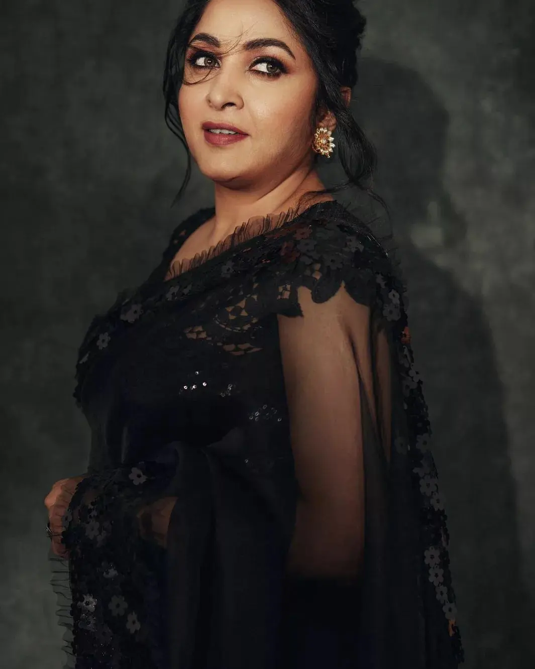 Ramyakrishna looks more beautiful in black saree at the age of 52