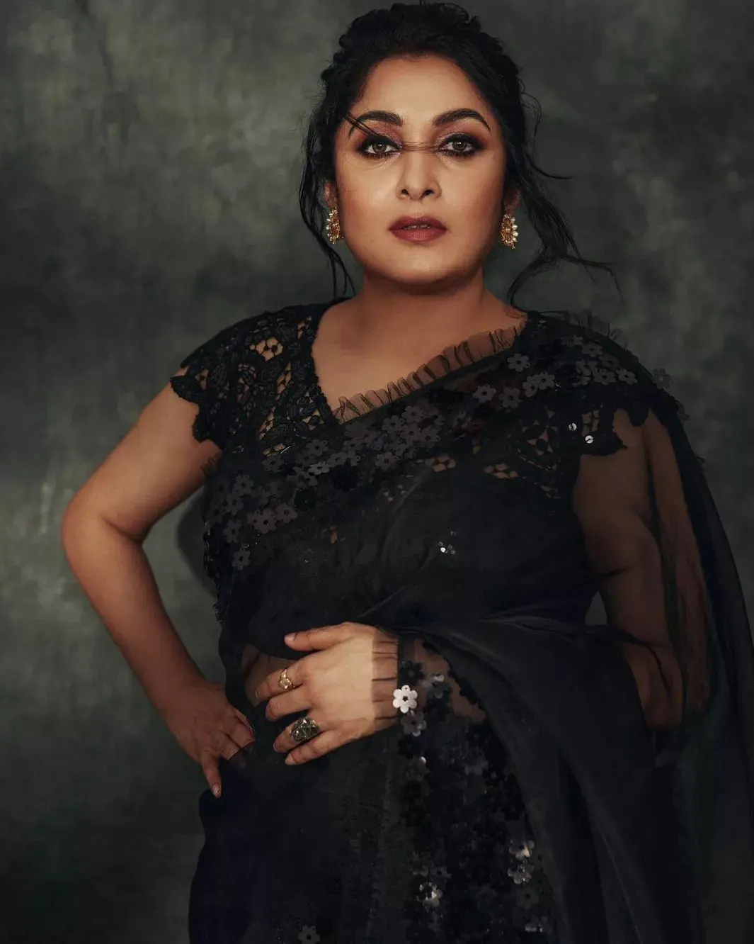 Ramyakrishna looks more beautiful in black saree at the age of 52