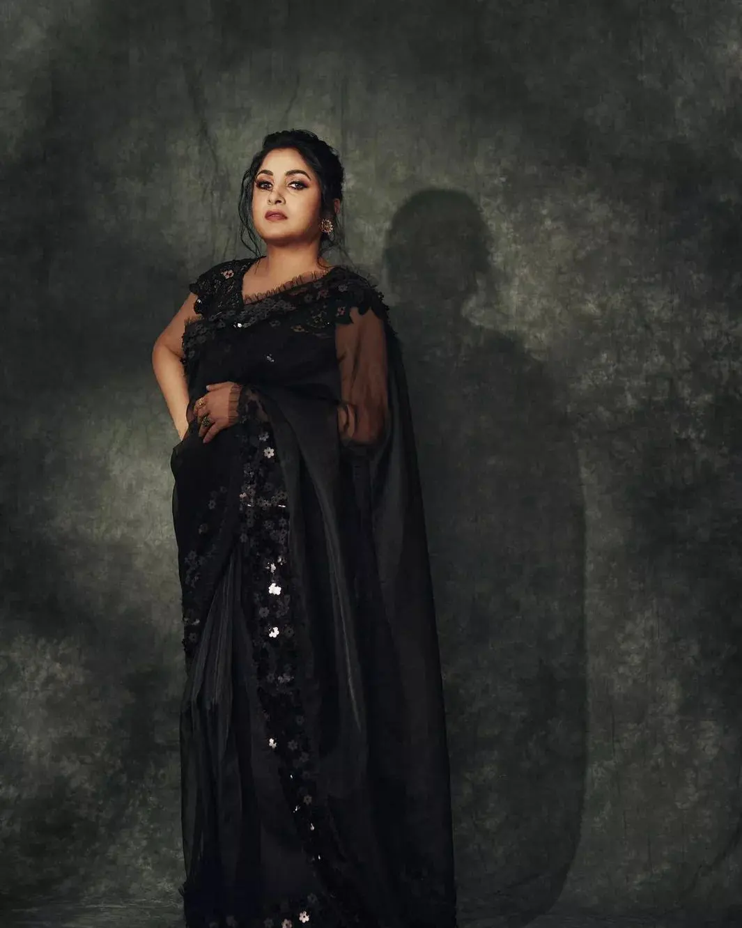 Ramyakrishna looks more beautiful in black saree at the age of 52