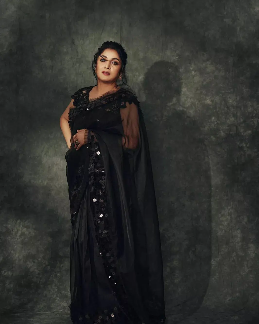 Ramyakrishna looks more beautiful in black saree at the age of 52