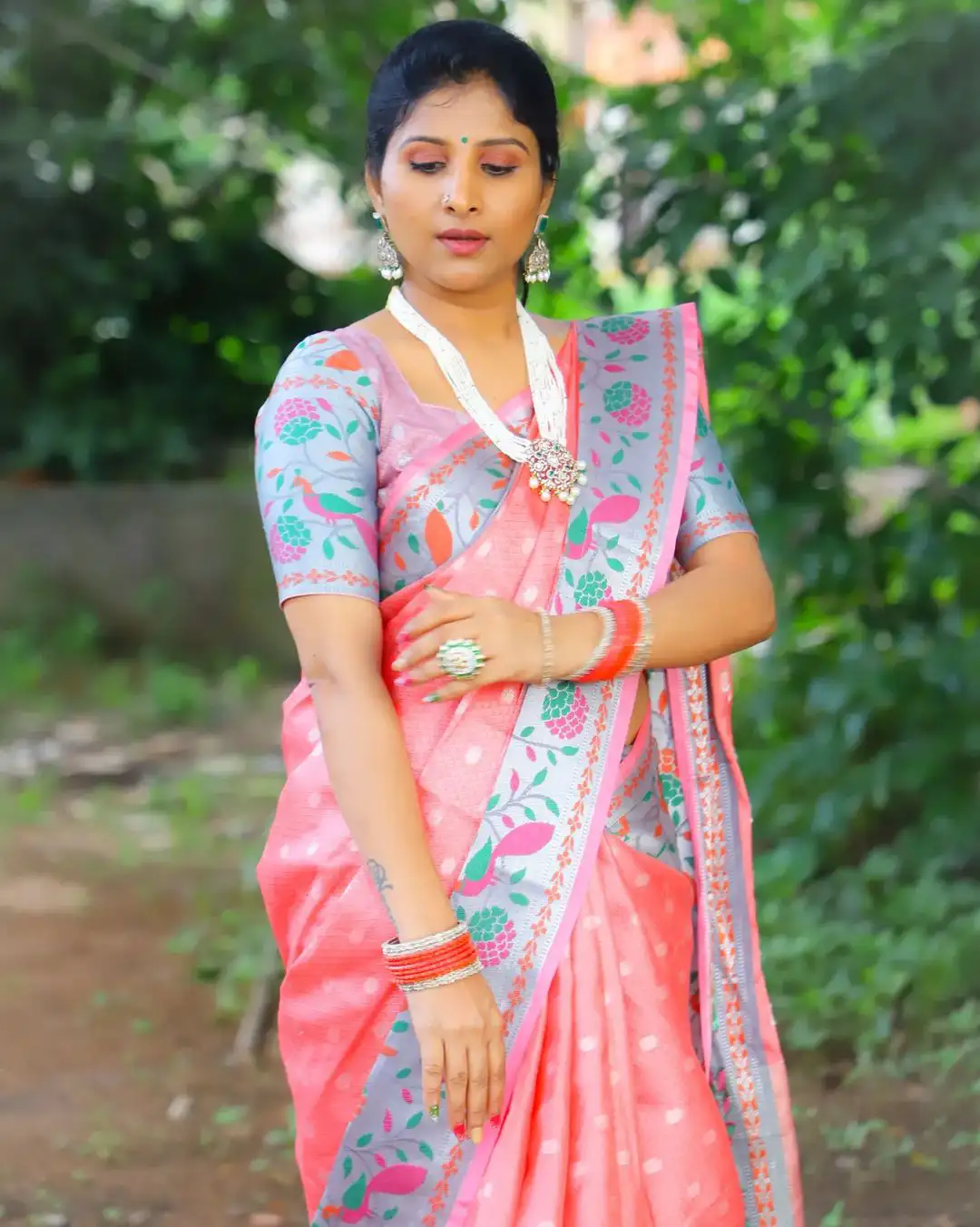 Singer Mangli Saree Pics Still3