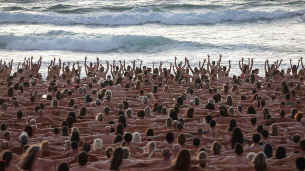 Thousands of Australians strip for Tunick cancer awareness photo shoot