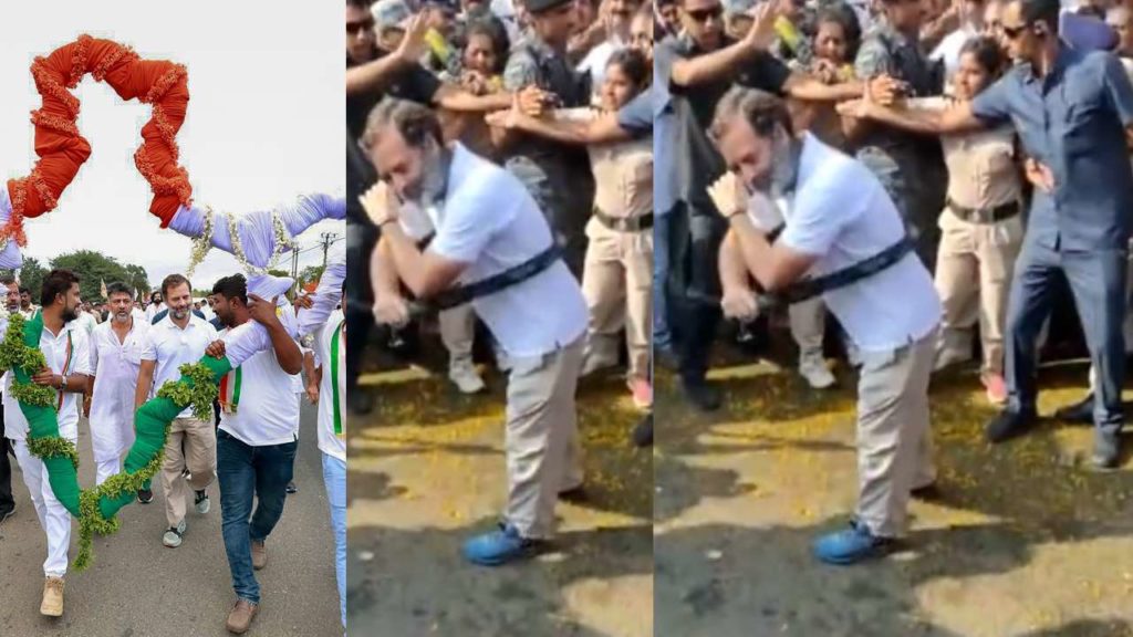 bharat jodo yatra Rahul gandhi  hits himself with the whip