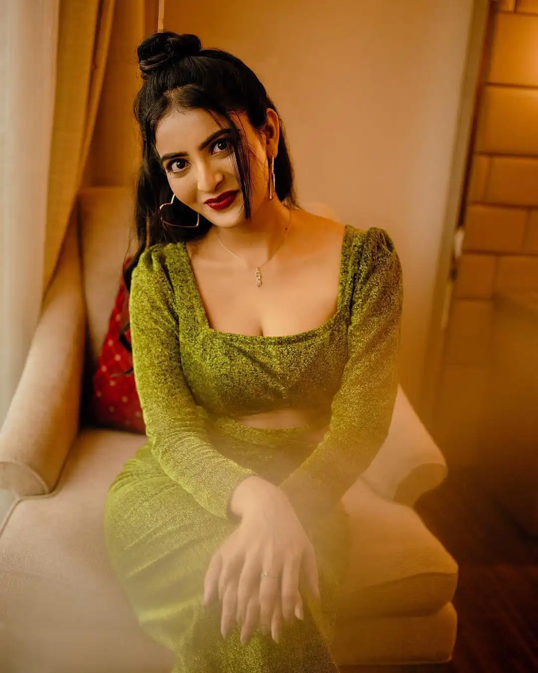 Ananya Nagalla Latest Photoshoot in Green Dress