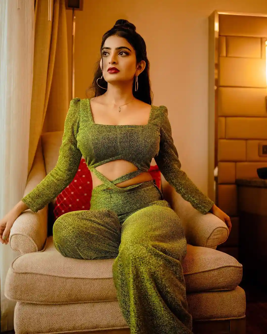 Ananya Nagalla Latest Photoshoot in Green Dress