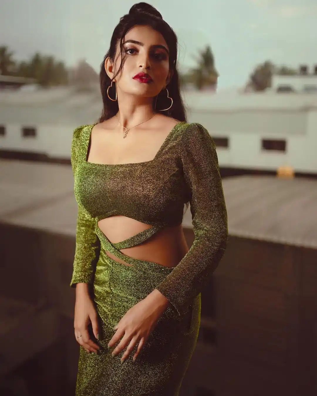 Ananya Nagalla Latest Photoshoot in Green Dress
