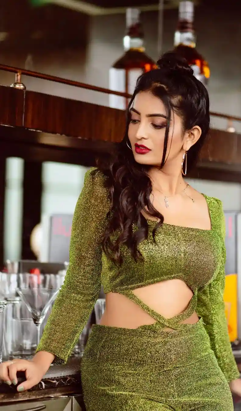 Ananya Nagalla Latest Photoshoot in Green Dress