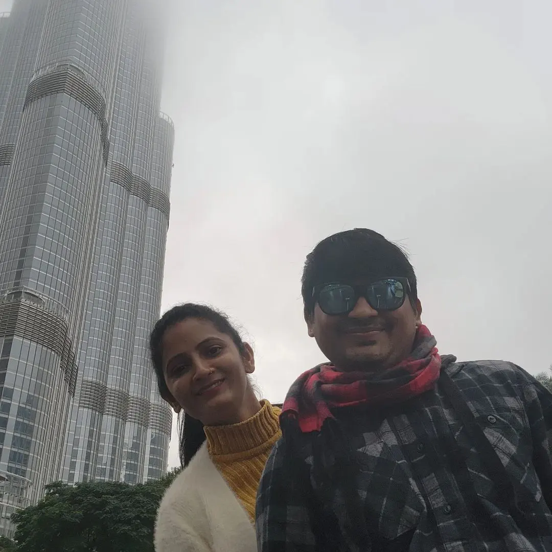 Jabardasth Rakesh and jordar sujatha at burj khalifa