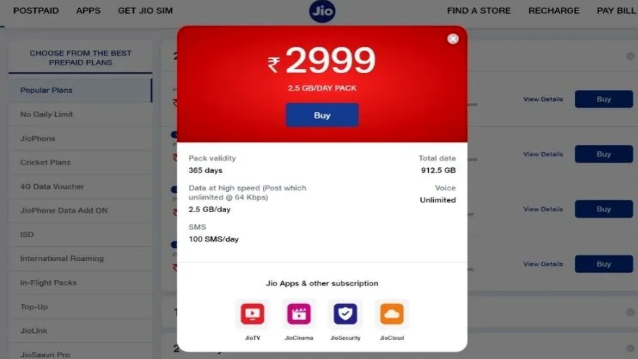 Reliance Jio Rs 2999 prepaid plan gets additional data benefits of 75GB_ All you need to know about the plan