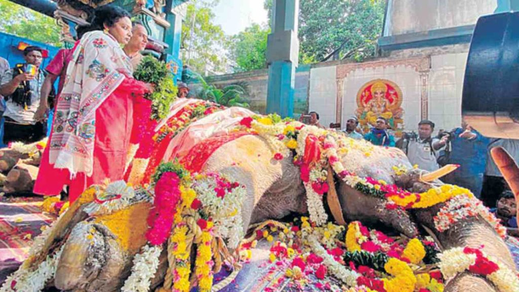Telangana Governor Tamilisai Tributes To Elephant