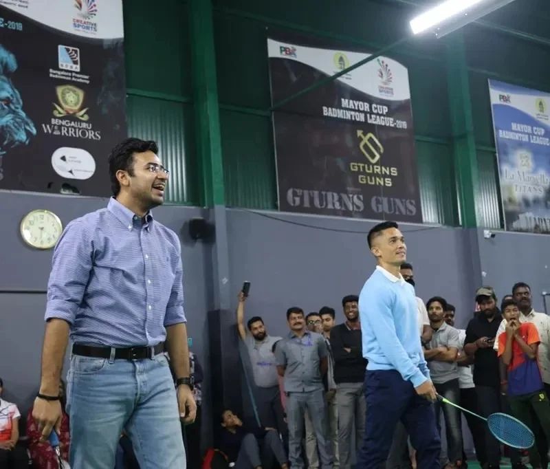 football legend Sunil Chhetri AND Tejasvi Surya