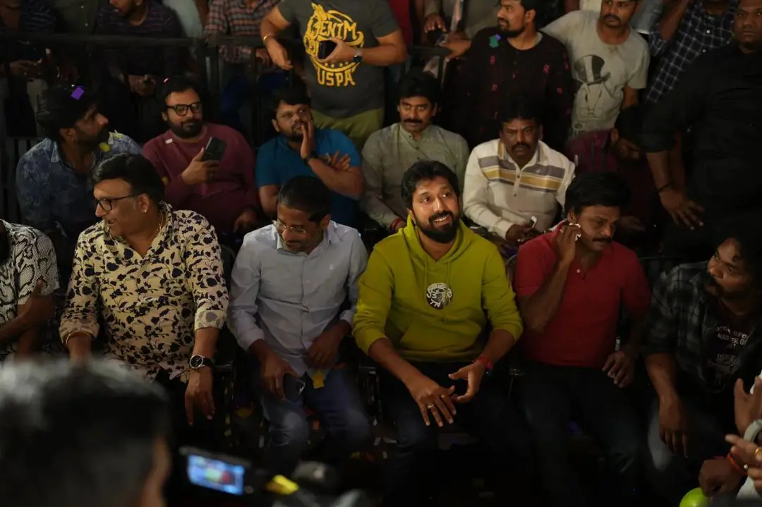 Waltair Veerayya movie unit at Poonakalu Loading song Launch in Sandhya 70mm Theater