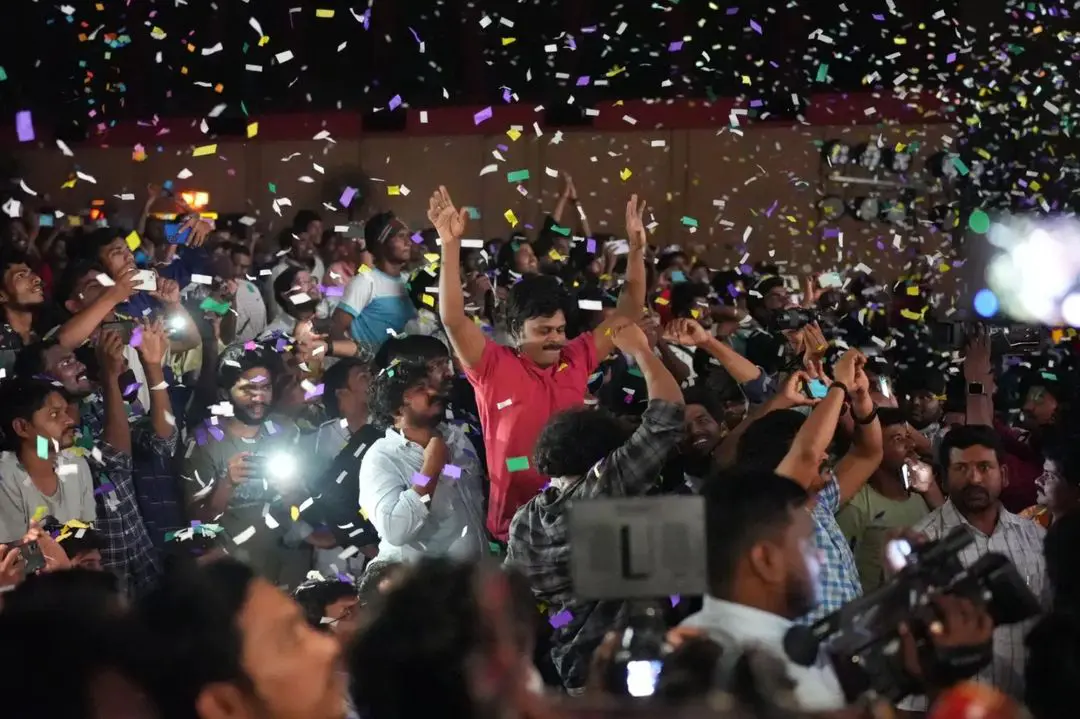 Waltair Veerayya movie unit at Poonakalu Loading song Launch in Sandhya 70mm Theater