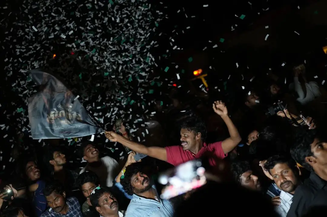 Waltair Veerayya movie unit at Poonakalu Loading song Launch in Sandhya 70mm Theater