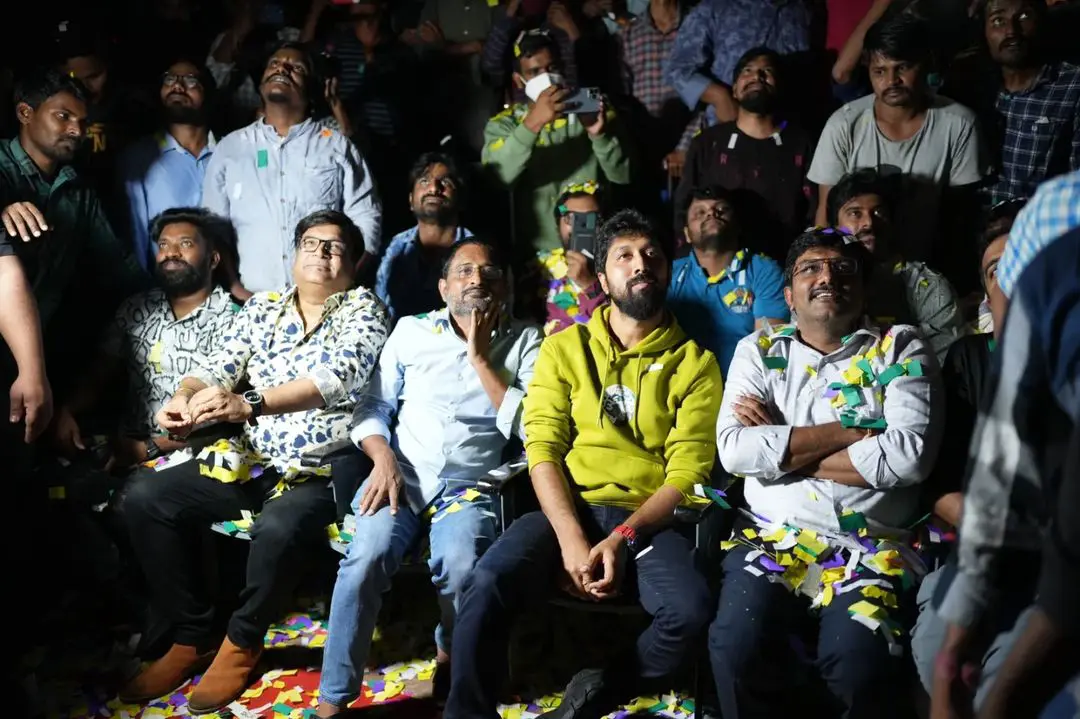 Waltair Veerayya movie unit at Poonakalu Loading song Launch in Sandhya 70mm Theater