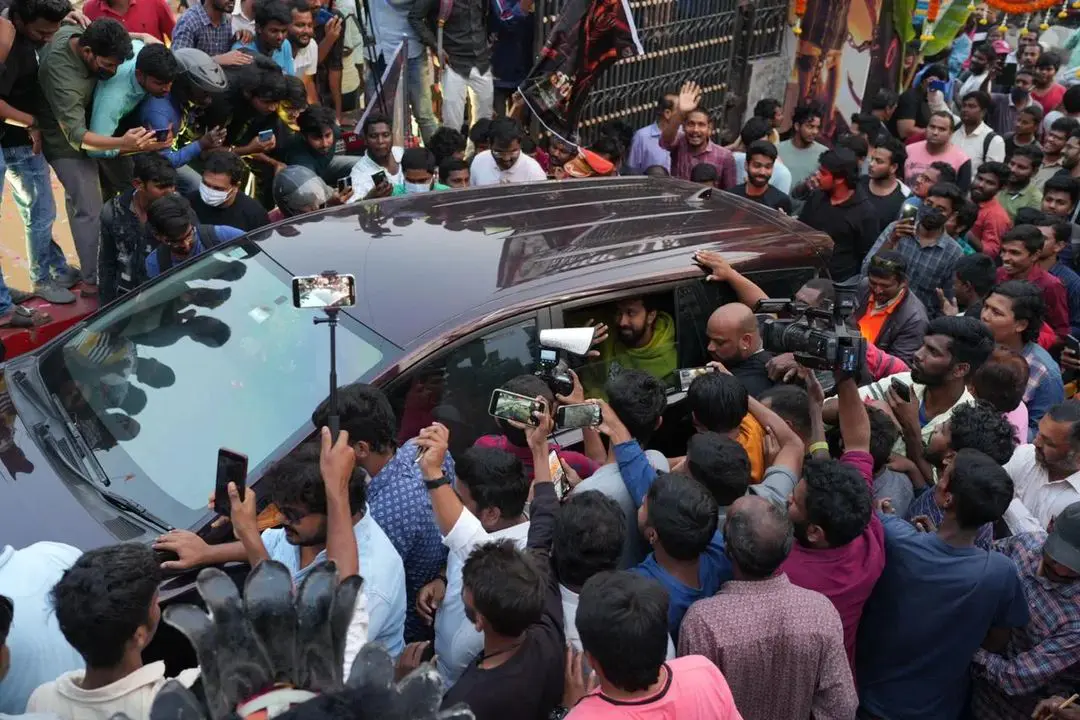 Waltair Veerayya movie unit at Poonakalu Loading song Launch in Sandhya 70mm Theater