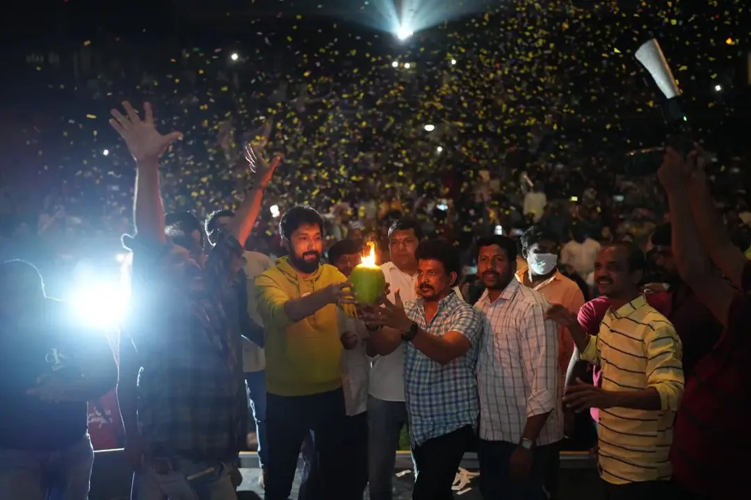Waltair Veerayya movie unit at Poonakalu Loading song Launch in Sandhya 70mm Theater