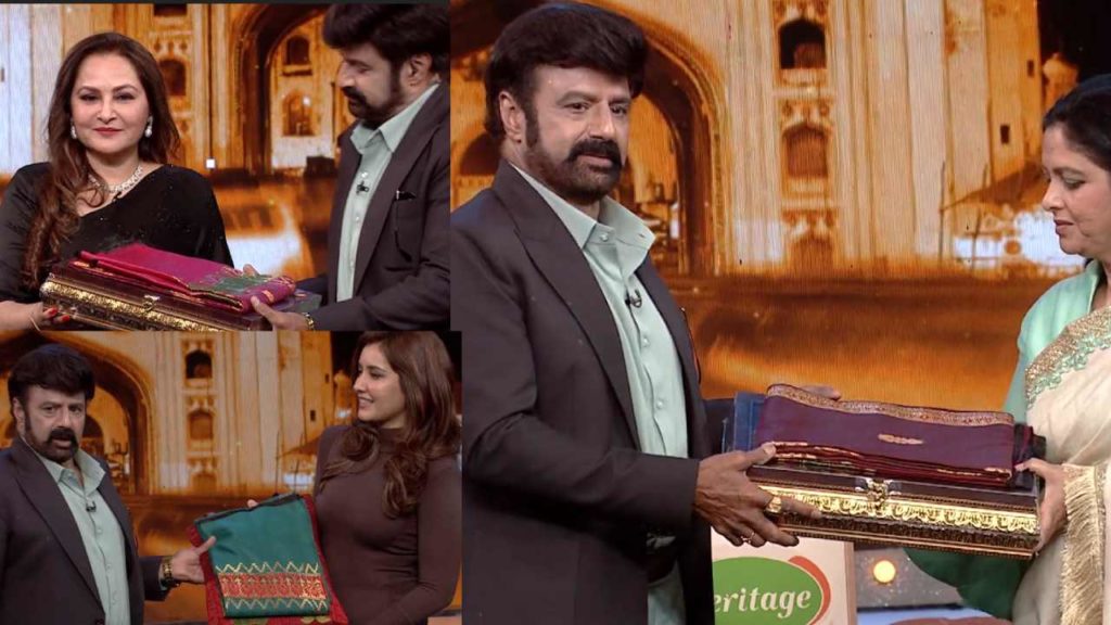 Balakrishna Wife gifted sarees to Unstoppable guests
