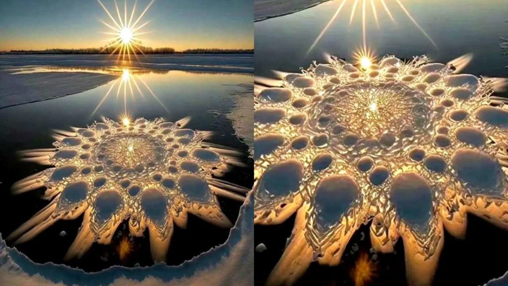 Ice Flowers On Songhua River In China