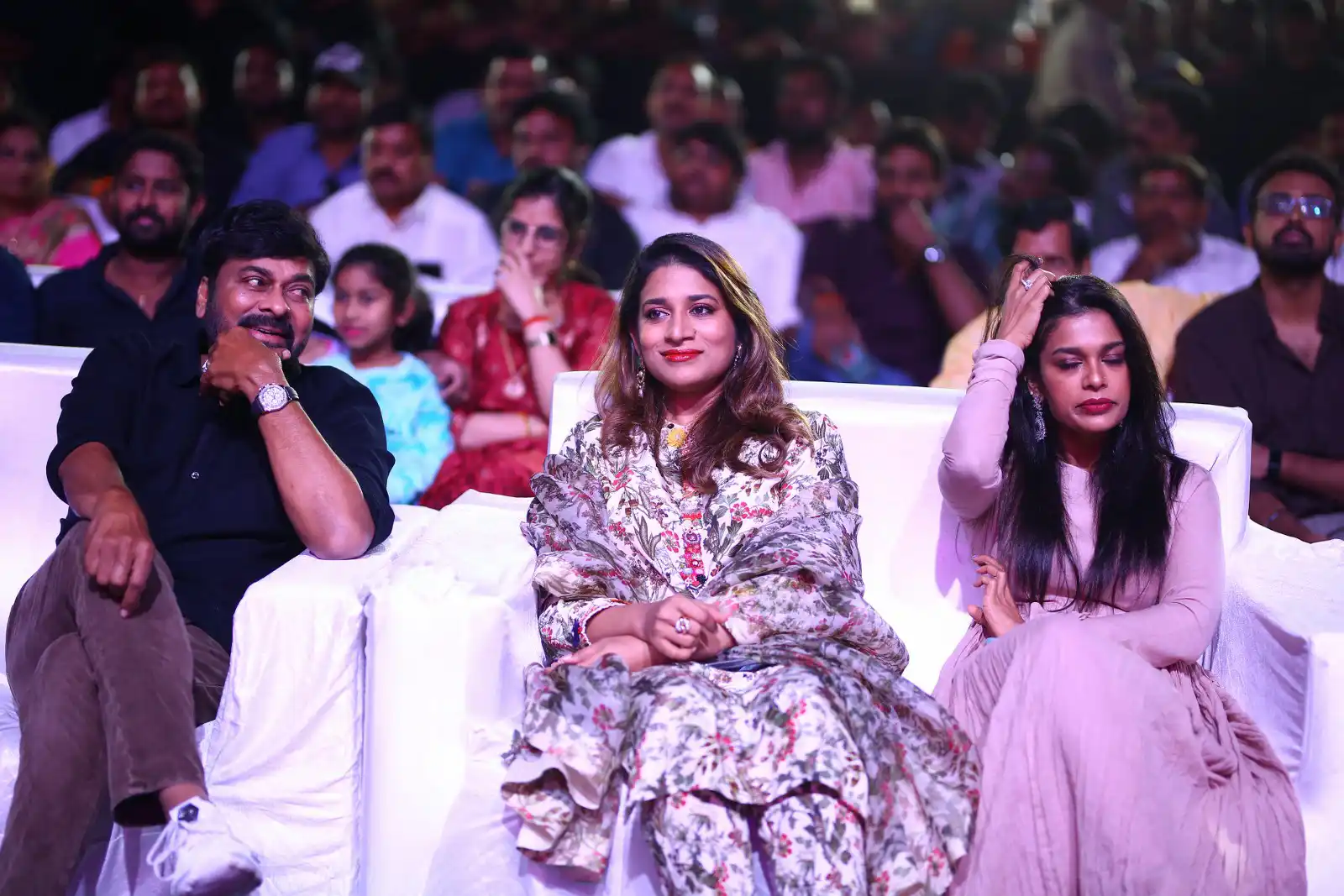 Mega Star Chiranjeevi Daughters in Waltair Veerayya pre release event