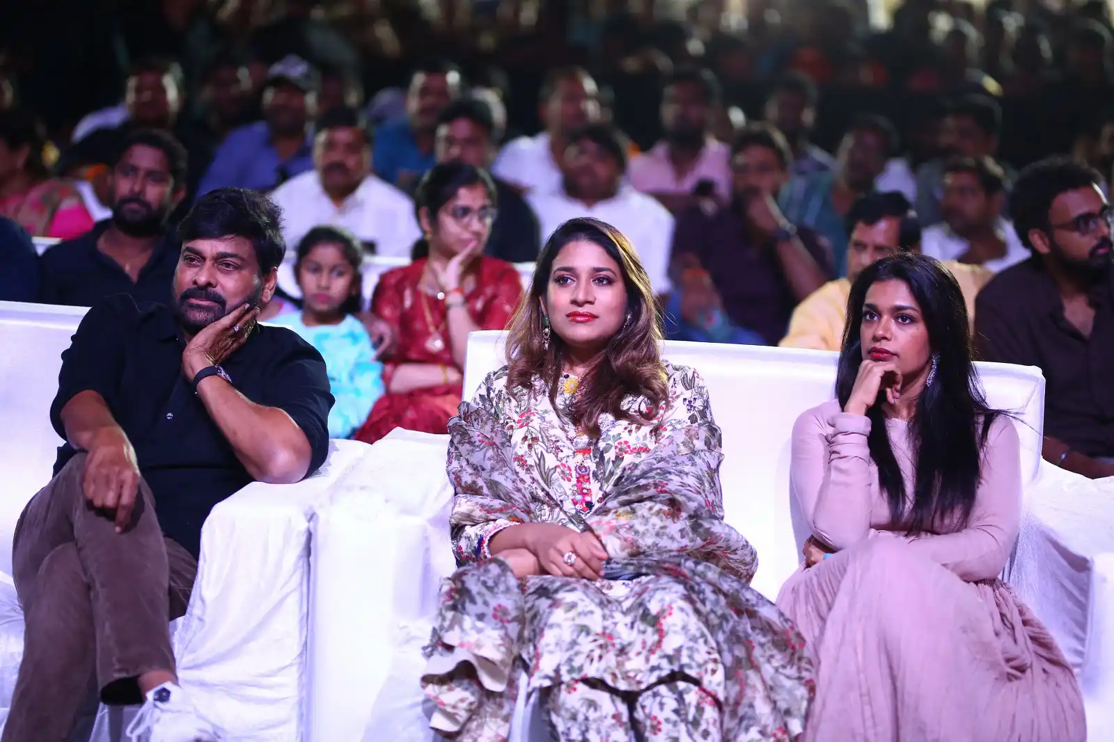 Mega Star Chiranjeevi Daughters in Waltair Veerayya pre release event