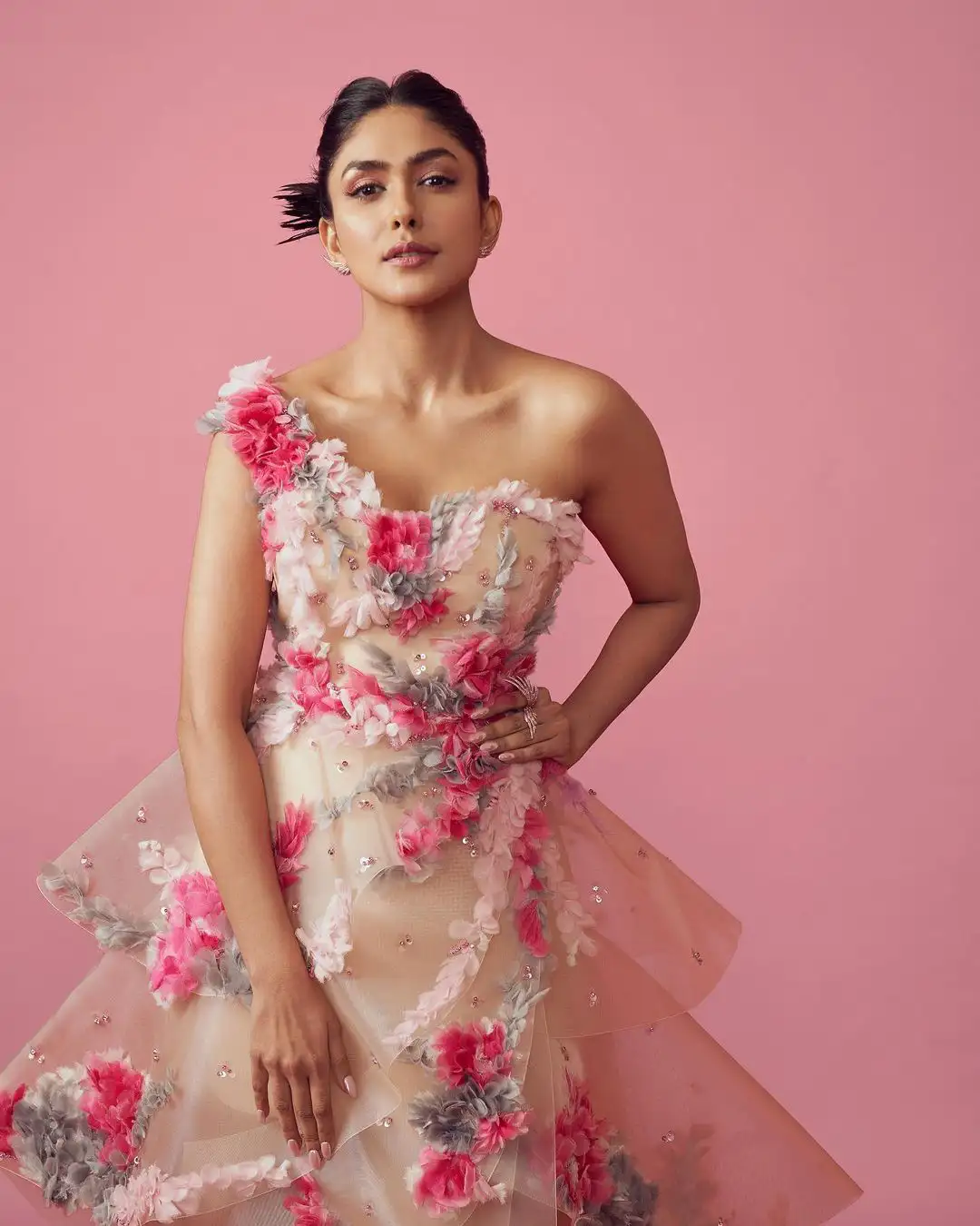Mrunal Thakur photos in special designing Flower Dress 