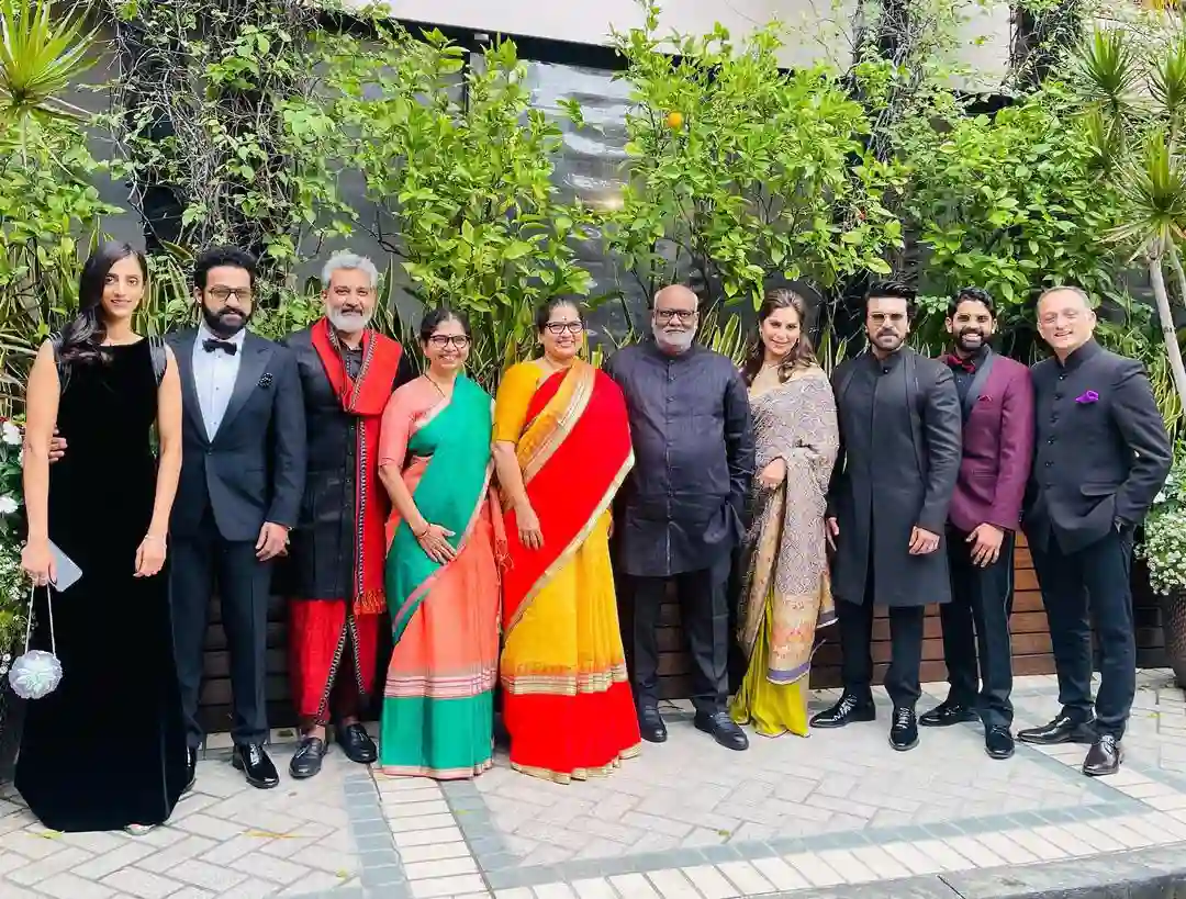 RRR Team with families at Golden Globe Awards Event 