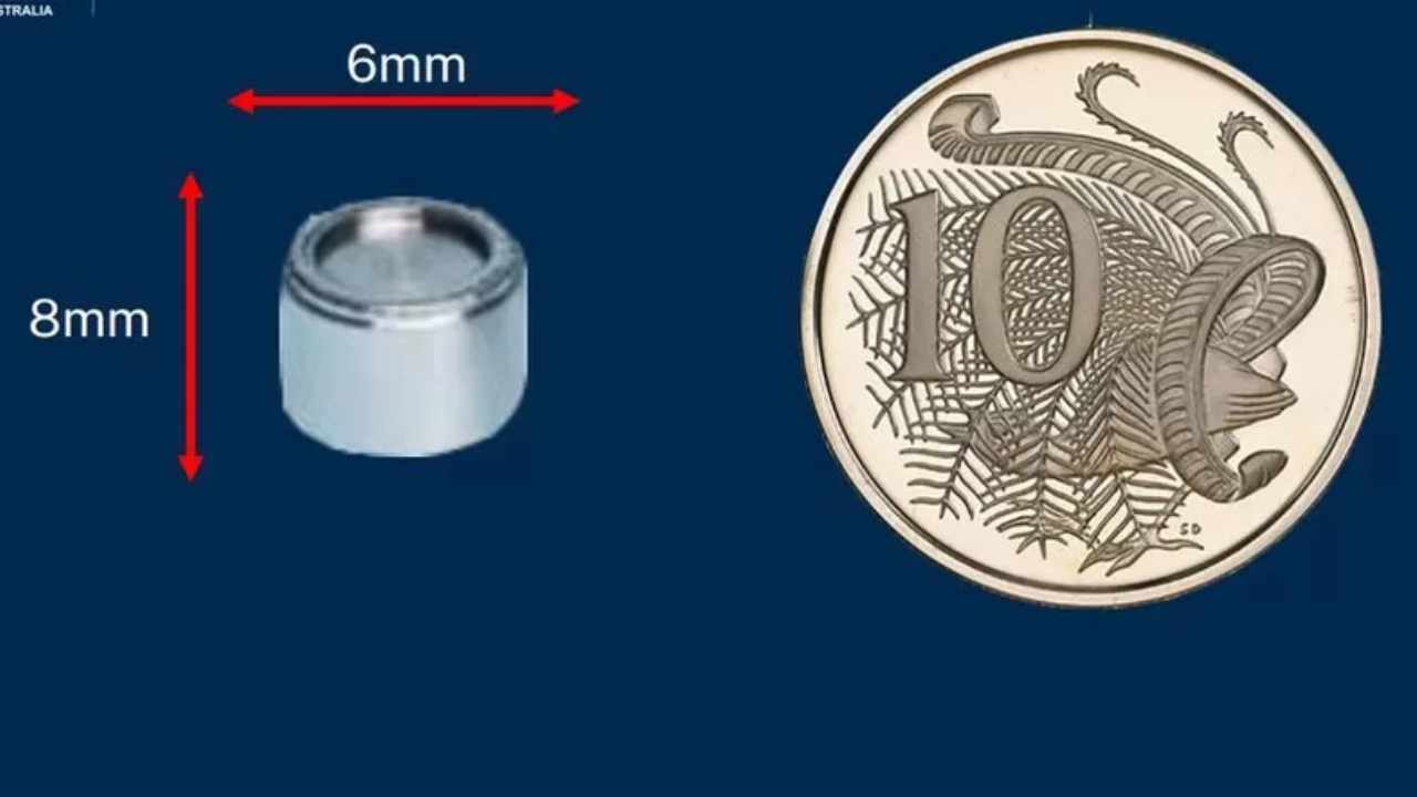 missing capsule is smaller than an Australian 10 cent coin