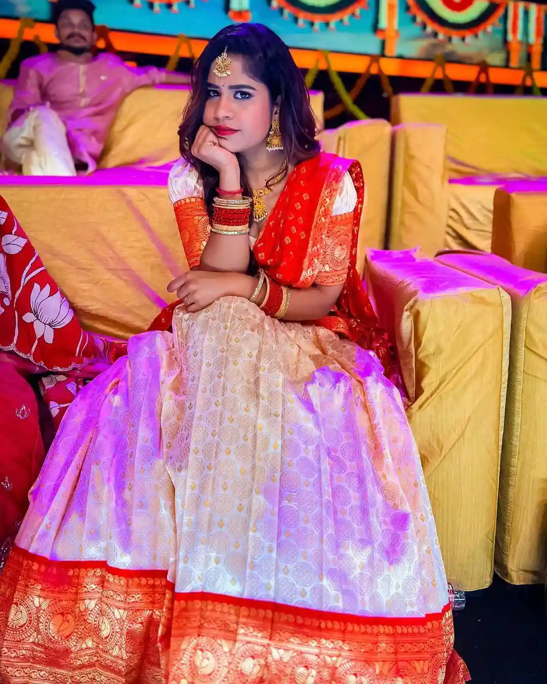 Swetha Naidu shines in Half saree on for sankranthi shoot