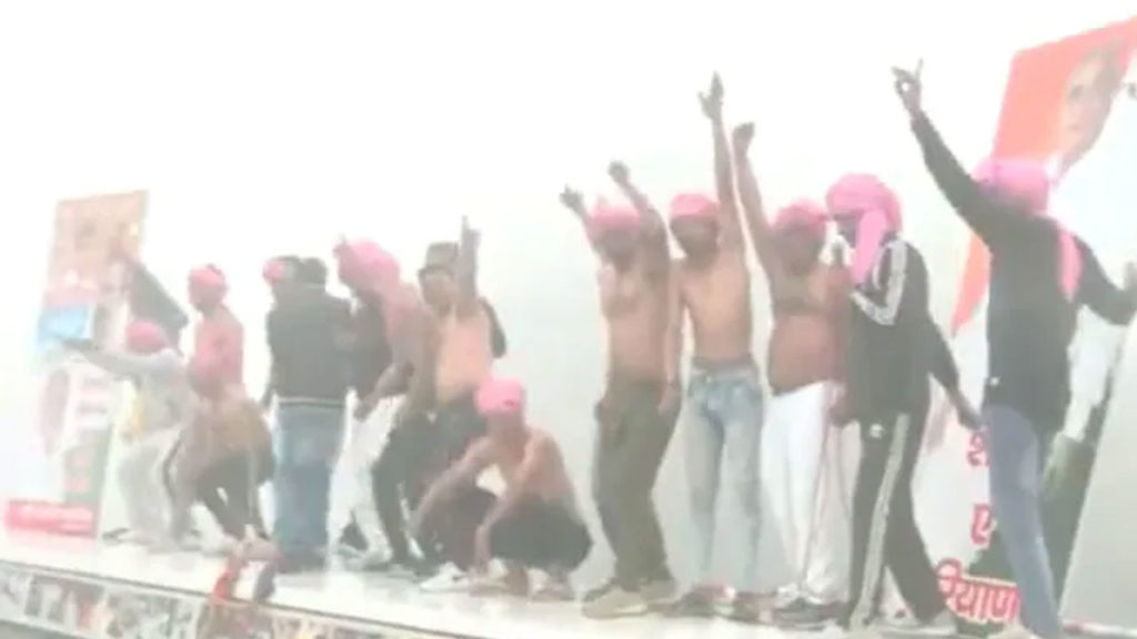 Congress workers dance shirtless in bitter cold during Bharat Jodo Yatra in Haryana