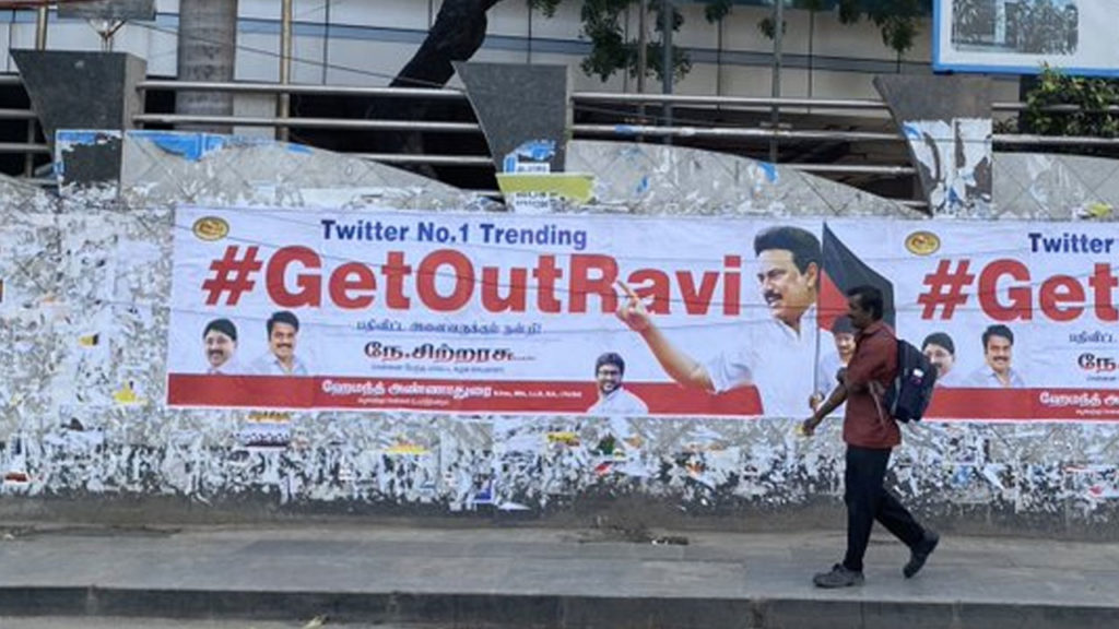 #GetOutRavi Posters In Chennai Amid Governor-MK Stalin Standoff